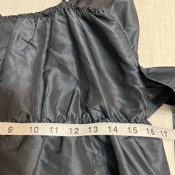 M.S.S.P. Dark Navy Silk Blend Fit&Flare Spaghetti Strap Dress L V-Neck Cocktail - Picture 12 of 14